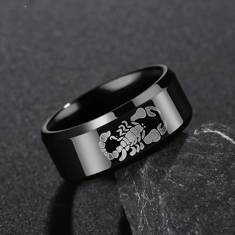 Men's Black Titanium Scorpion Ring - Fashion Accessory