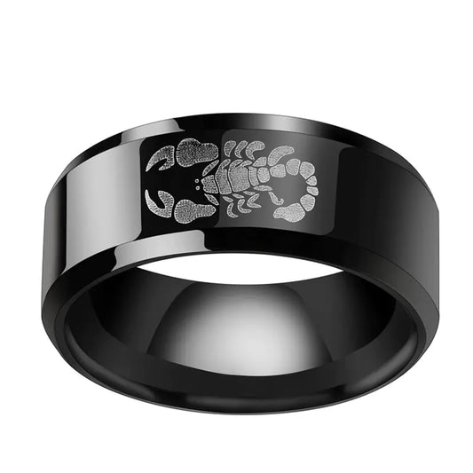 Men's Black Titanium Scorpion Ring - Fashion Accessory