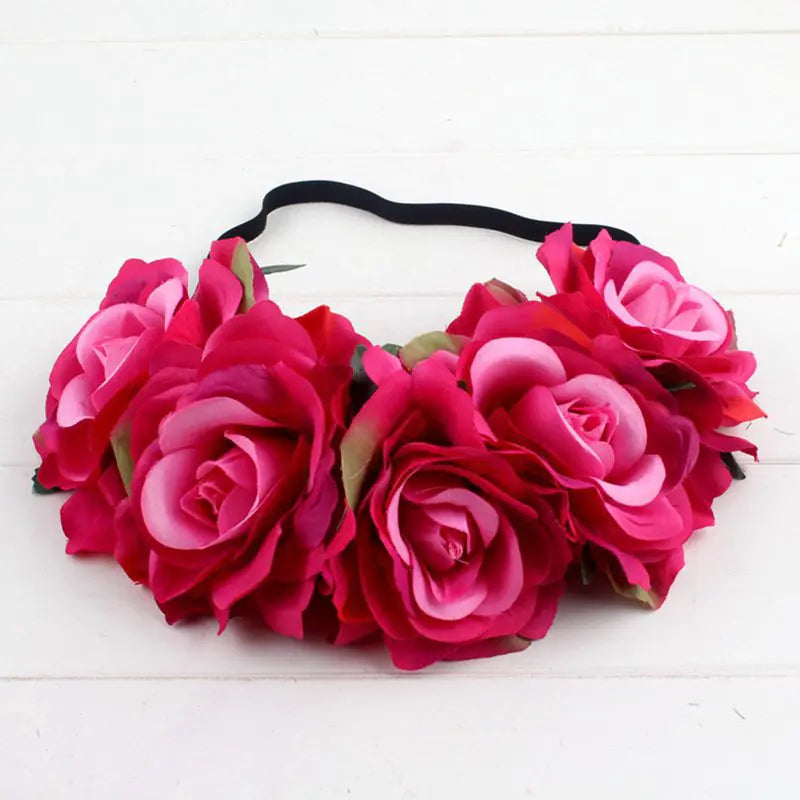 Colorful Velvet Rose Flower Headband for Weddings