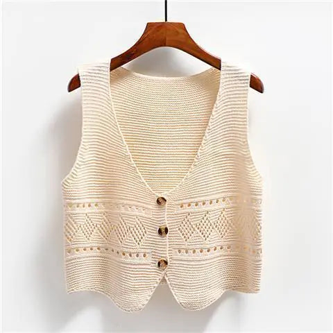 Chic Hollow-Out Sleeveless Knit Vest