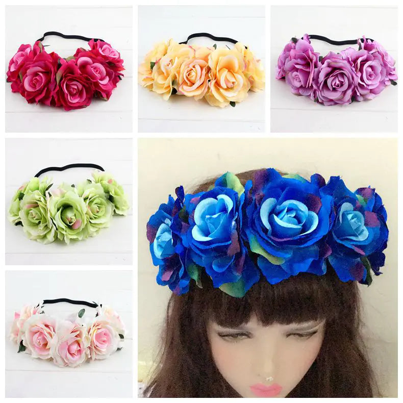 Colorful Velvet Rose Flower Headband for Weddings