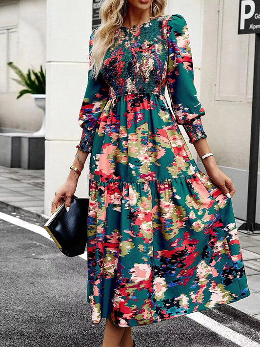 Ladies' Printed Long Sleeve Chic Dress