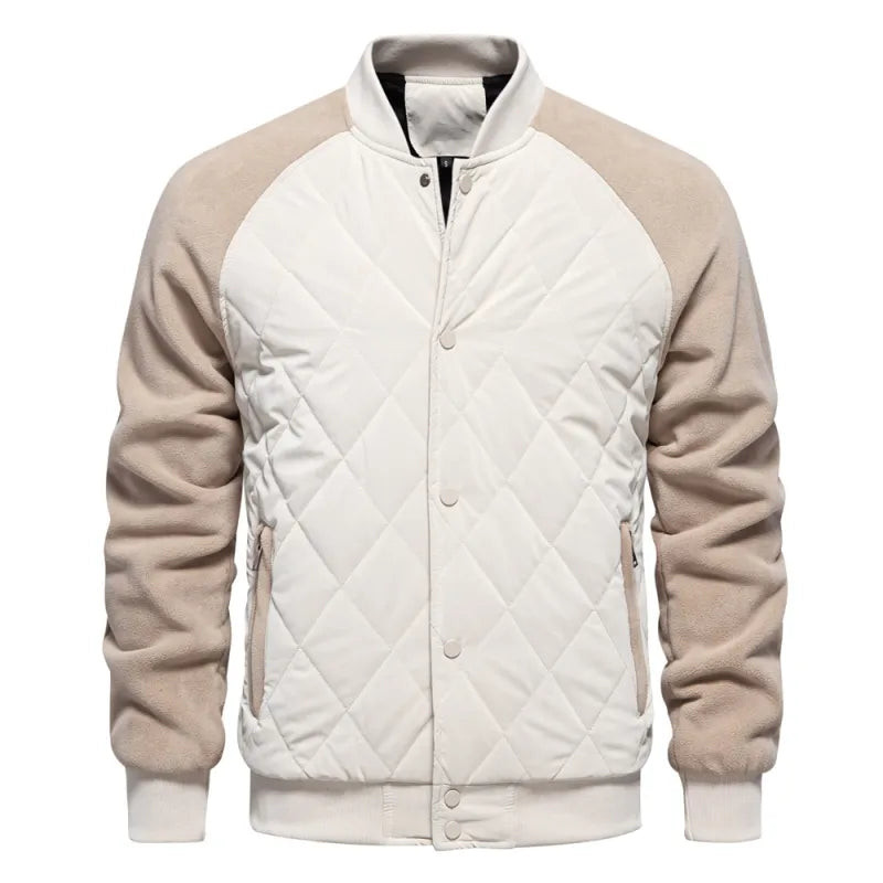 Warm Patchwork Fleece Baseball Jacket