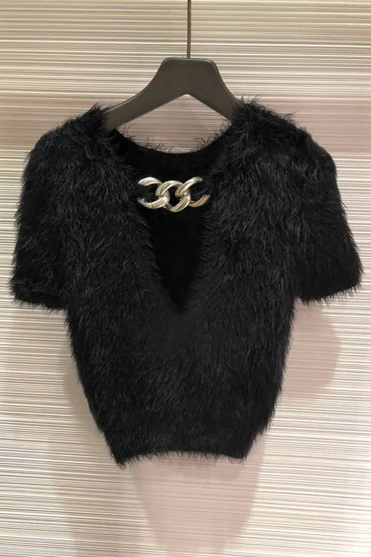 Chic Black Chain Sweater for Women