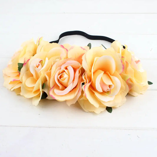 Colorful Velvet Rose Flower Headband for Weddings