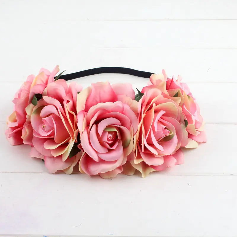 Colorful Velvet Rose Flower Headband for Weddings