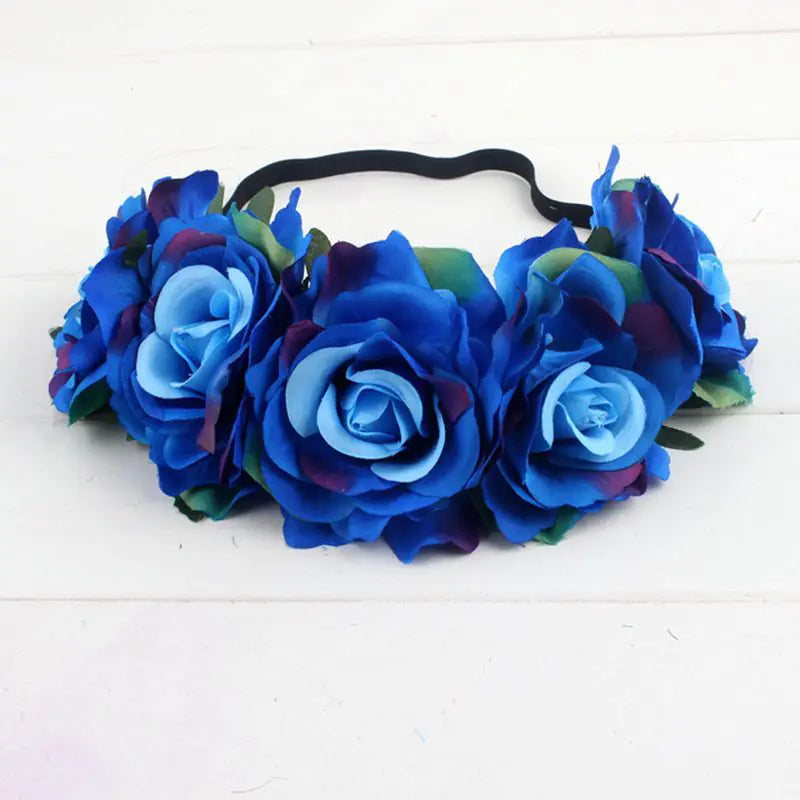 Colorful Velvet Rose Flower Headband for Weddings