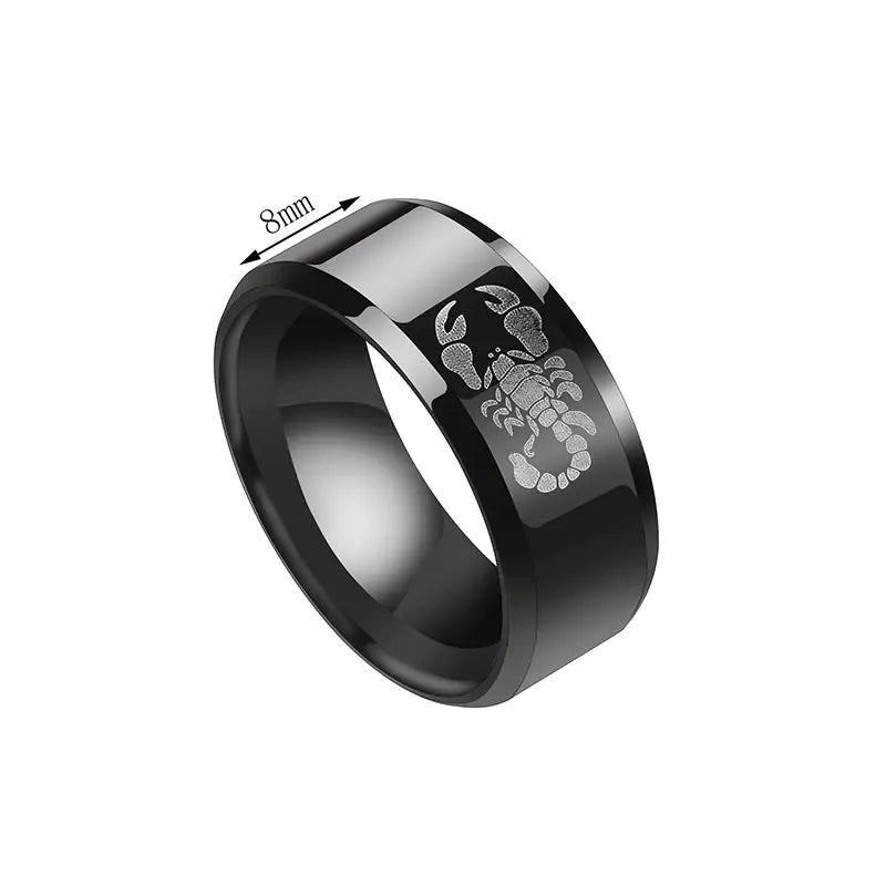 Men's Black Titanium Scorpion Ring - Fashion Accessory
