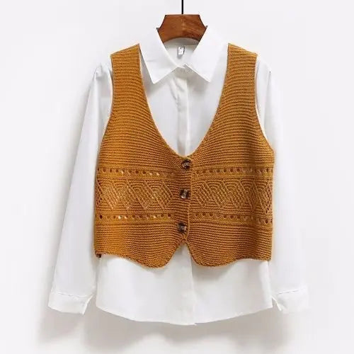 Chic Hollow-Out Sleeveless Knit Vest
