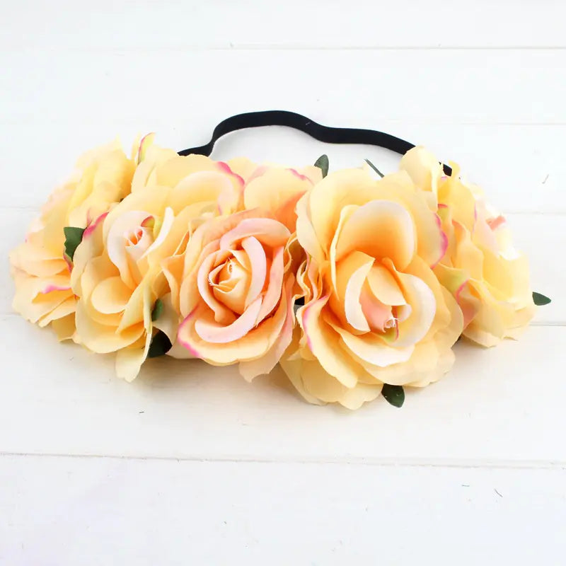 Colorful Velvet Rose Flower Headband for Weddings